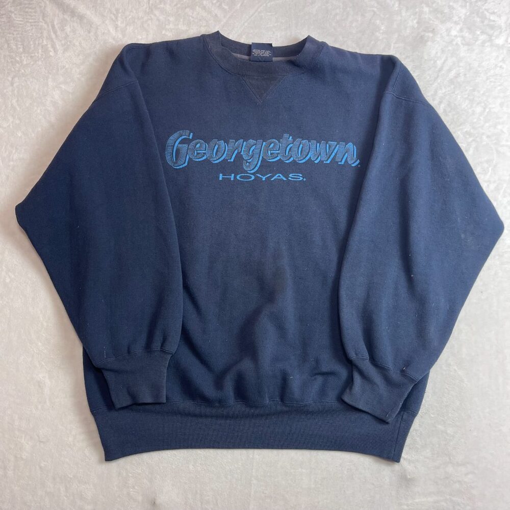Georgetown Hoyas Men's Navy Blue Pullover Sweatshirt Size XL 90s Vintage